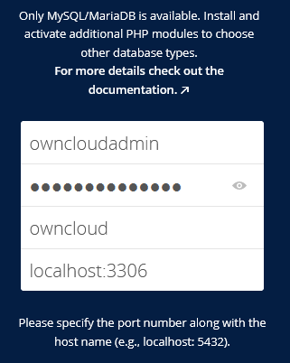 Conectando Owncloud con una Base de Datos MySQL