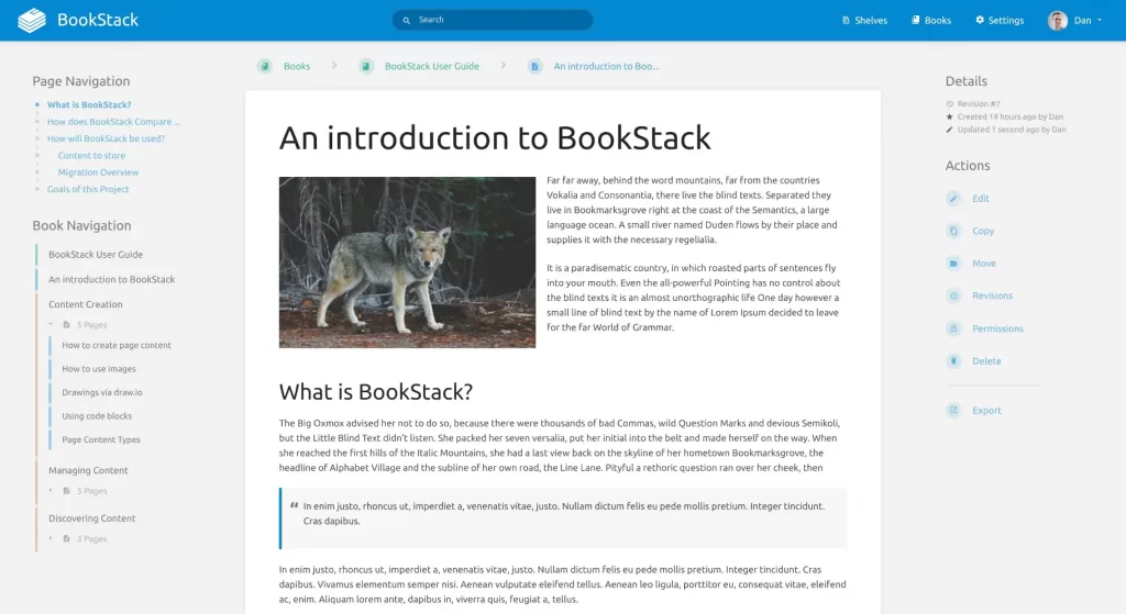 bookstack screenshot