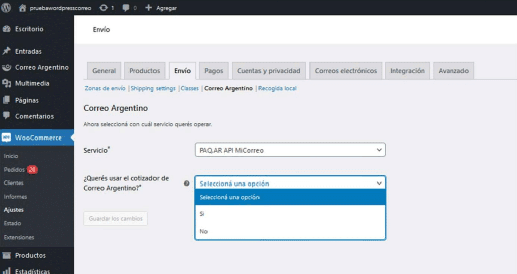 Integrar Correo Argentino en WooCommerce-5