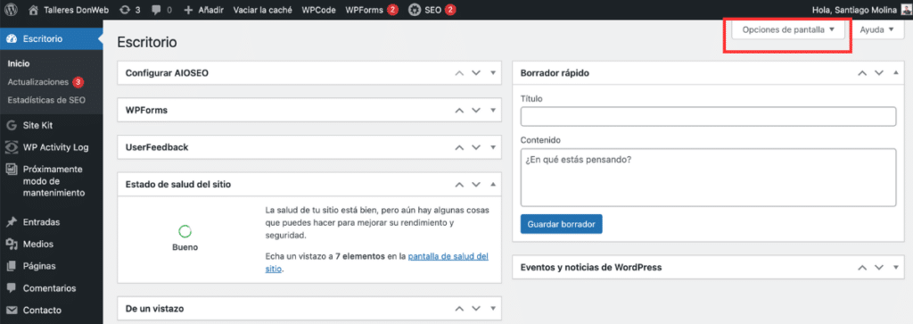 Personalizar el dashboard en WordPress-1