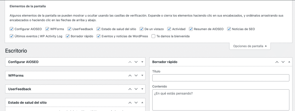 Personalizar el dashboard en WordPress-2