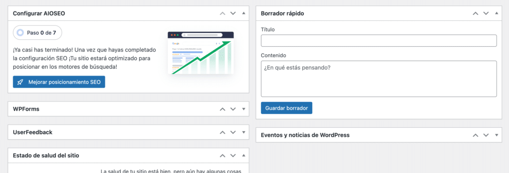 Personalizar el dashboard en WordPress-3