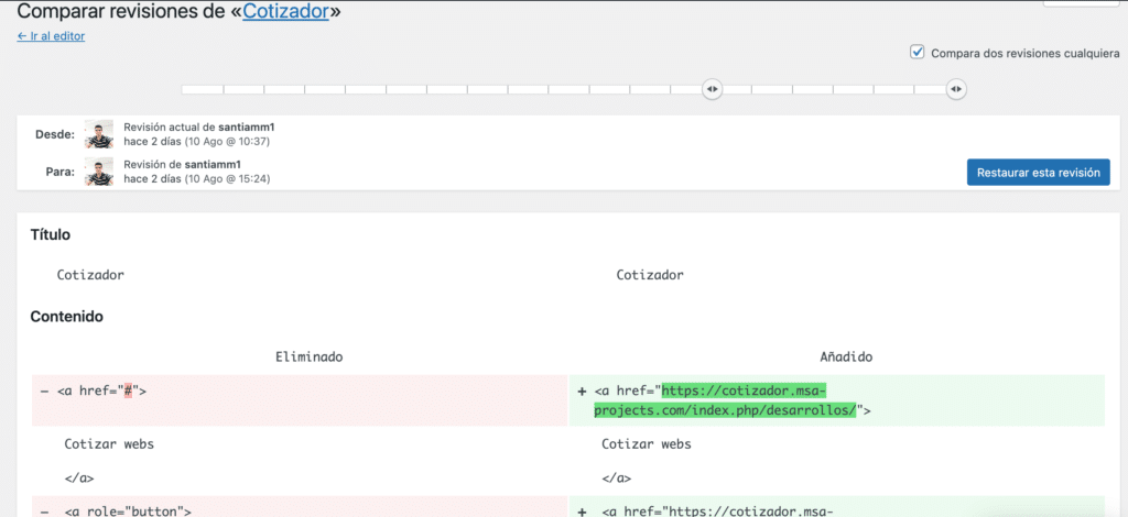 Revisiones en WordPress 8