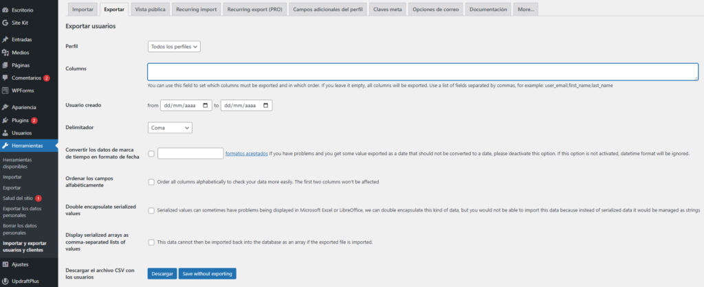 importar y exportar usuarios de WordPress-9