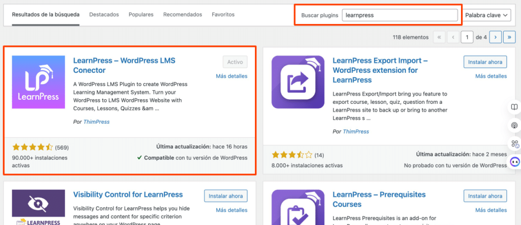 Añadir cursos a WordPress-2